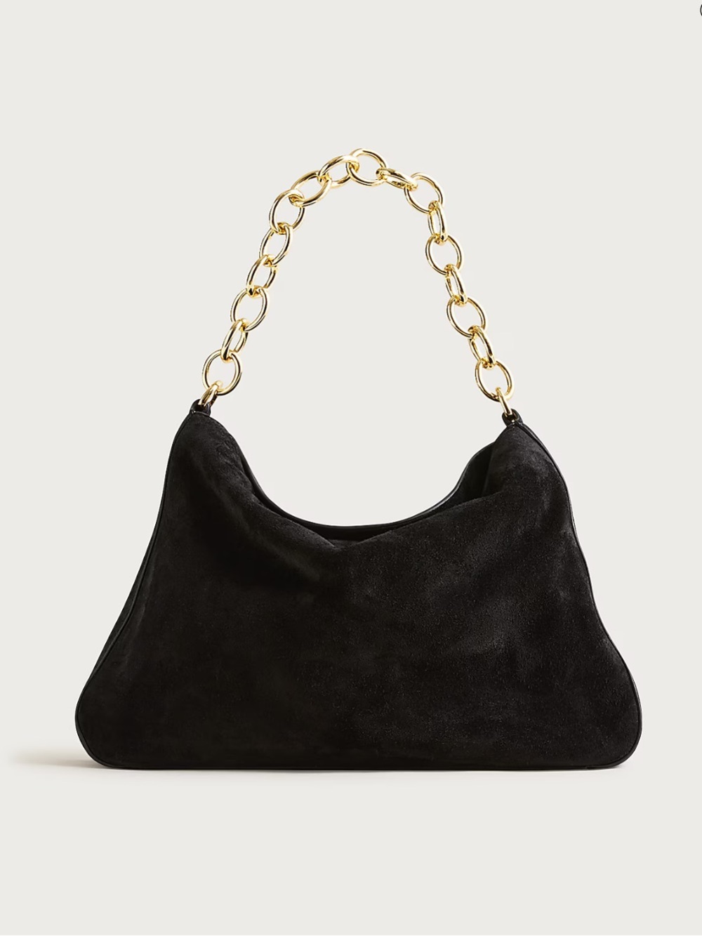 NWT J crew Berkeley chainlink shoulder bag in black suede. Sold out online